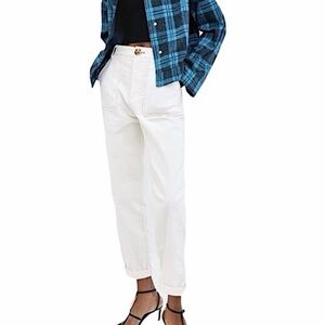 Zara TRF Collection Corduroy Trouser Pants, Creamy White/Beige, Size XS